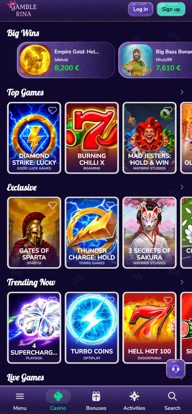 Die Gamblerina Casino App